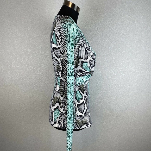 Maggy London Faux-Wrap Snake Print Top - Picture 3 of 7
